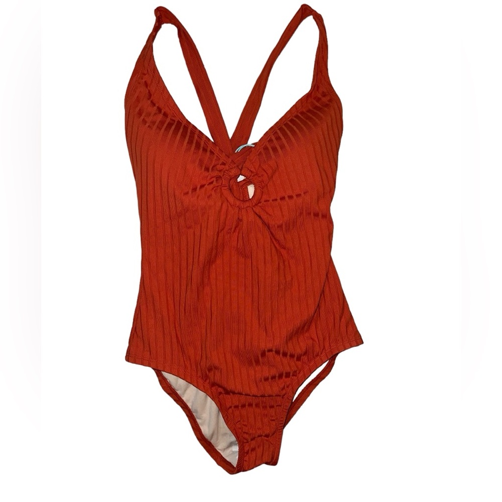 Target wide ribbed one piece rust burnt swimsuit,  small 4/6
NWT medium coverage